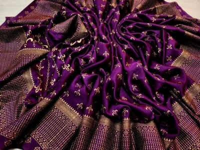 Picture of Exclusive Design Purple Color Soft Japani silk Saree With Matching Blouse pis for women - Purple
