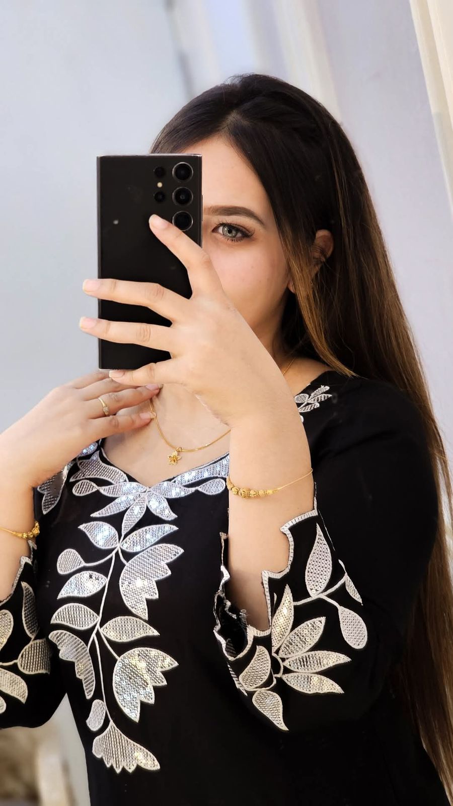 Picture of Cotton Sequence work 𝟑𝐩𝐢𝐜𝐞𝐬pure soft cotton with sequence work and cutwork for women's and girls - Black