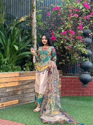 Picture of 𝐃𝐢𝐠𝐢𝐭𝐚𝐥 𝐩𝐫𝐢𝐧𝐭 𝟑𝐩𝐢𝐜𝐞𝐬 original dubai silk with full les work for women's and girls - digital pinrt