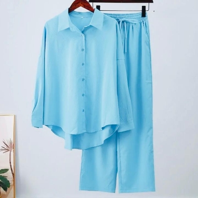 Picture of Western Fashion Ladis Stitched Tops and Pant ‍soft silk dress for women - Blue