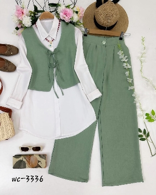 Picture of Western Fashion Ladis Stitched Co-ord set Tops and Pant Vangchur Fabric dress for women - Mint