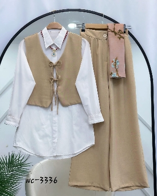 Picture of Western Fashion Ladis Stitched Co-ord set Tops and Pant Vangchur Fabric dress for women - Brown