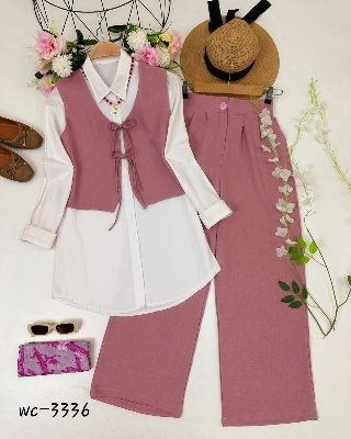 Picture of Western Fashion Ladis Stitched Co-ord set Tops and Pant Vangchur Fabric dress for women - Pink