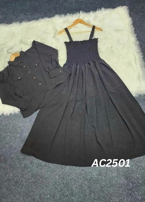 Picture of Readymade Unique  Western Fashion Ladis smoky shirt Gown garments Georgette style dress for women - Black