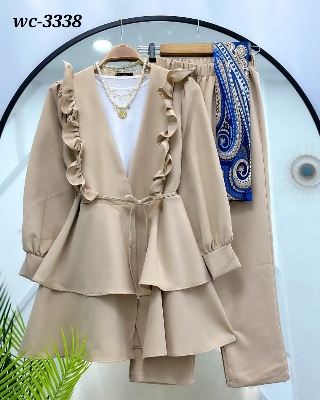 Picture of Western Fashion Ladis Stitched Co-ord set Tops and Pant Vangchur Fabric dress for women - Brown