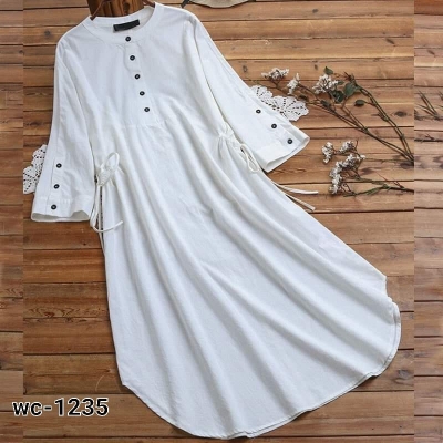 Picture of Ladies Western Fashion Long Shirt Alex georgette style Kurti  dress for Girls/women - White