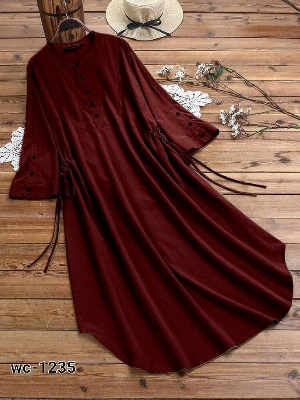 Picture of Ladies Western Fashion Long Shirt Alex georgette style Kurti  dress for Girls/women - Maroon