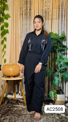 Picture of Western Fashion Ladis Stitched Fancy 2piece collection set Tops and Pant Fabric Garments Georgette  dress for women - Black