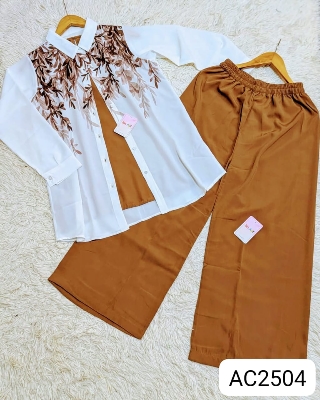 Picture of Western Fashion Ladis Stitched Fancy 2piece collection set Tops and Pant Fabric Garments Georgette  dress for women - Yellow