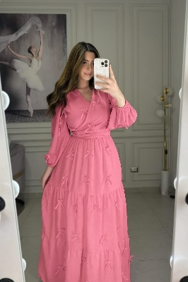 Picture of Western Fashion Ladis Stitched Fancy collection Tops and Skart Fabric Georgette for women - Pink