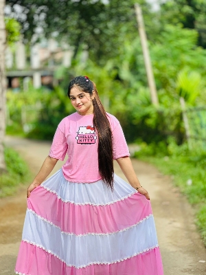 Picture of Western Fashion Ladis Stitched Fancy collection Multicolor Tops and Skart Set Fabric Chinigura Georgette for women - Pink