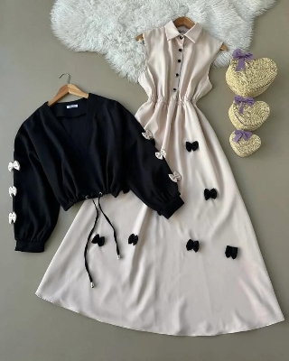 Picture of Readymade Unique  Western Fashion Ladis Rumper Gown garments Georgette style dress for women - Black