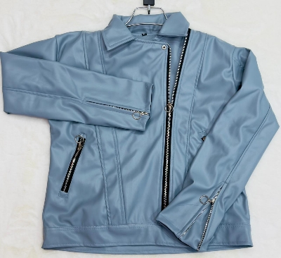 Picture of Women Fashionable Brand new winter Biker jacket Material-china imported soft artificial leather for women - Ash