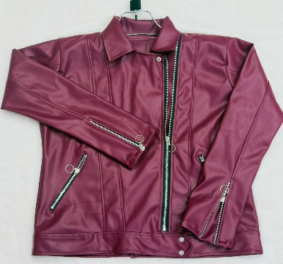 Picture of Women Fashionable Brand new winter Biker jacket Material-china imported soft artificial leather for women - Purple