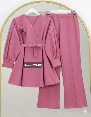 Picture of Western Fashion Ladis Stitched Co-ord set Tops and Pant Vangchur Fabric dress for women - Pink