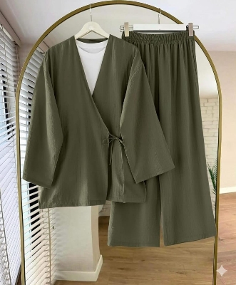 Picture of Western Fashion Ladis Stitched Co-ord set Tops and Pant Vangchur Fabric dress for women - Mint