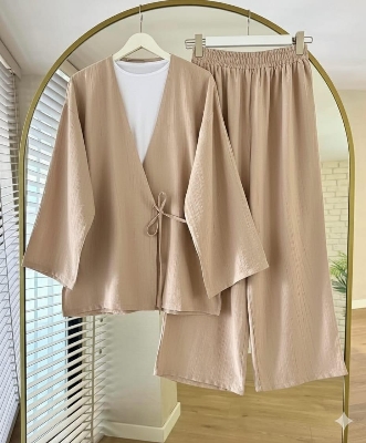 Picture of Western Fashion Ladis Stitched Co-ord set Tops and Pant Vangchur Fabric dress for women - Brown