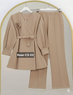 Picture of Western Fashion Ladis Stitched Co-ord set Tops and Pant Vangchur Fabric dress for women - Brown