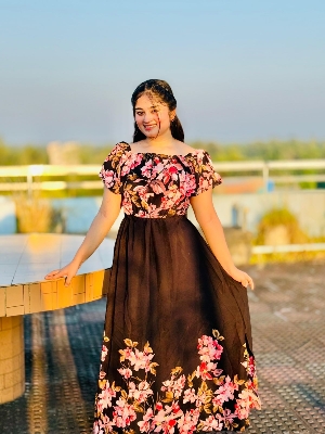 Picture of Readymade Unique  Western Fashion Ladis Long Marmaid gown Fabric Missouri Georgette style dress for women - Black