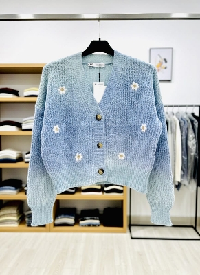 Picture of Women Fashionable Brand new winter Women ভাইরাল সুইট কার্ডিগান Material-china Wools Cotton for women - Blue