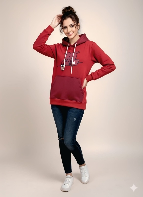 Picture of Women Fashionable Brand new winter Women Hoodies পিকাচু ভাইরাল হুডি Material-china Philips Cotton for women - Maroon