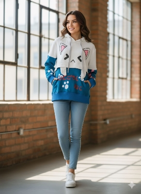 Picture of Women Fashionable Brand new winter Women Hoodies পিকাচু ভাইরাল হুডি Material-china Philips Cotton for women - Blue