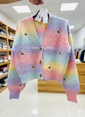 Picture of Women Fashionable Brand new winter Women ভাইরাল সুইট কার্ডিগান Material-china Wools Cotton for women - Rainbow