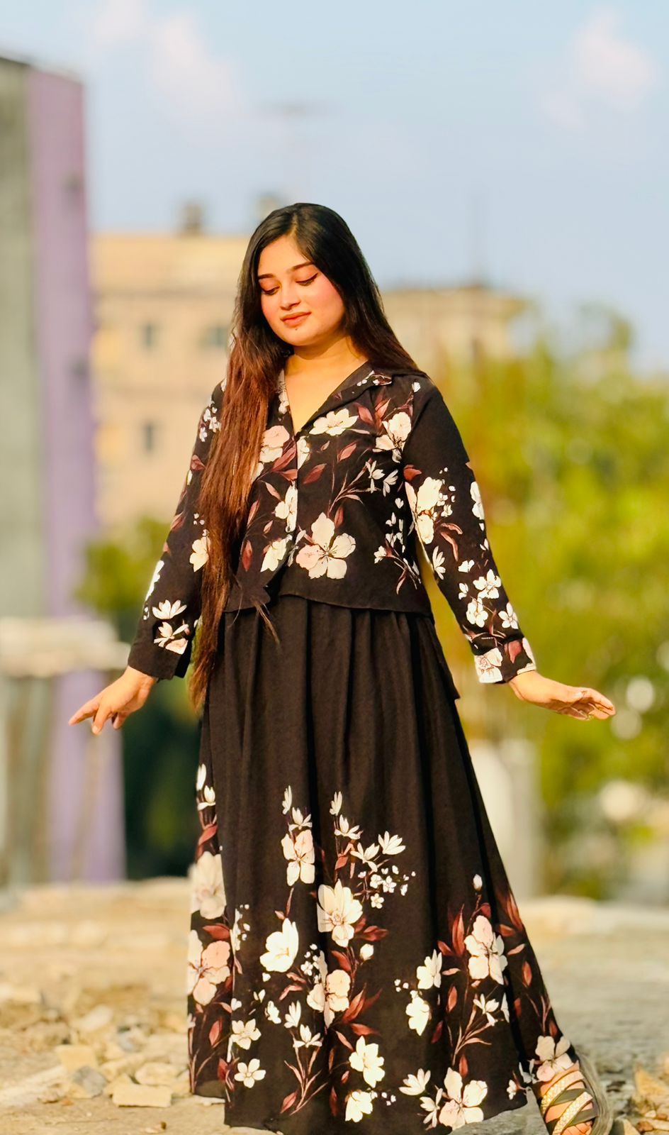 Picture of Western Fashion Ladis Stitched Fancy collection Tops Georgette and Skart Georgette for women - Black