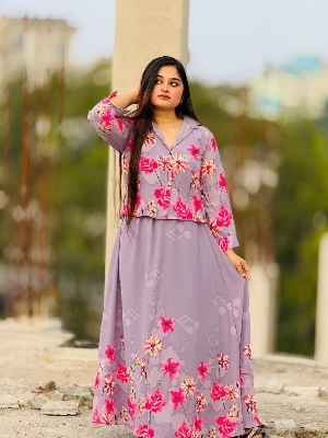 Picture of Western Fashion Ladis Stitched Fancy collection Tops Georgette and Skart Georgette for women - Ash