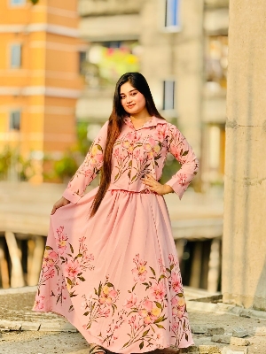 Picture of Western Fashion Ladis Stitched Fancy collection Tops Georgette and Skart Georgette for women - Pink