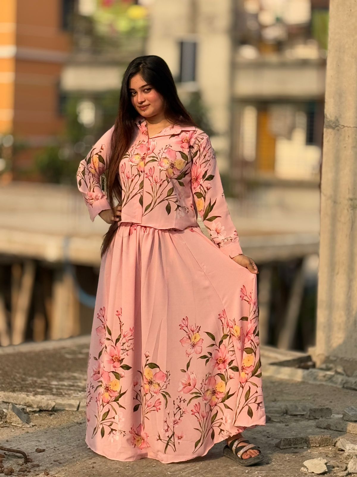 Picture of Western Fashion Ladis Stitched Fancy collection Tops Georgette and Skart Georgette for women - Pink