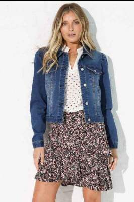 Picture of Women Fashionable Black Color trending Jeans Jacket - Denim Jacket - Blue