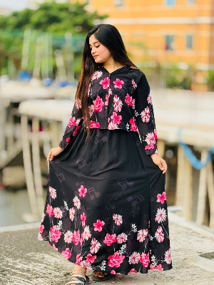 Picture of Western Fashion Ladis Stitched Fancy collection Tops Georgette and Skart Georgette for women - Black