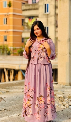 Picture of Western Fashion Ladis Stitched Fancy collection Tops Georgette and Skart Georgette for women - Brown