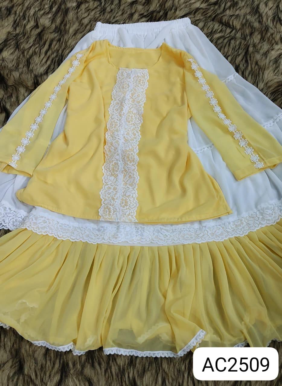 Picture of Western Fashion Ladis Stitched Fancy collection Tops Cherry Georgette and Skart Indian Georgette for women - Yellow