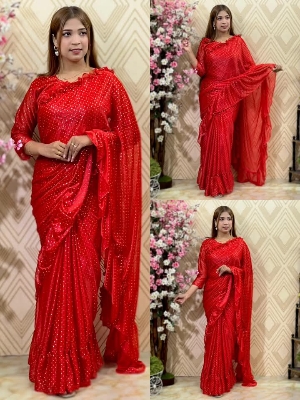 Picture of Exclusive Design Clasic রেডিমেড শাড়ি কালেকশন Ammujan frbric Saree for women - Maroon