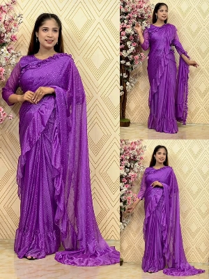 Picture of Exclusive Design Clasic রেডিমেড শাড়ি কালেকশন Ammujan frbric Saree for women - Purple