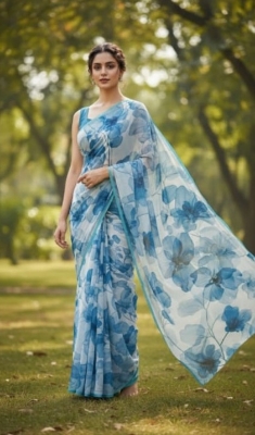 Picture of Exclusive Design Clasic Georgette Digital Print Saree for women - Multicolor