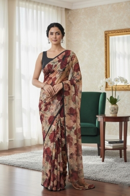 Picture of Exclusive Design Clasic Georgette Digital Print Saree for women - Multicolor
