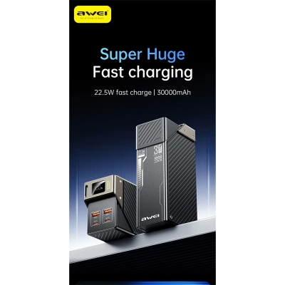 Picture of Awei PA-32 30000mAh 22.5W Fast Charging Power Bank - Black