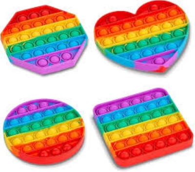 Picture of 1 X Push Pop Bubble Fidget Sensory Toy, Silicone Puzzle Game Toys Squeeze Sensory Toy for Kids, Family, Friend Rainbow