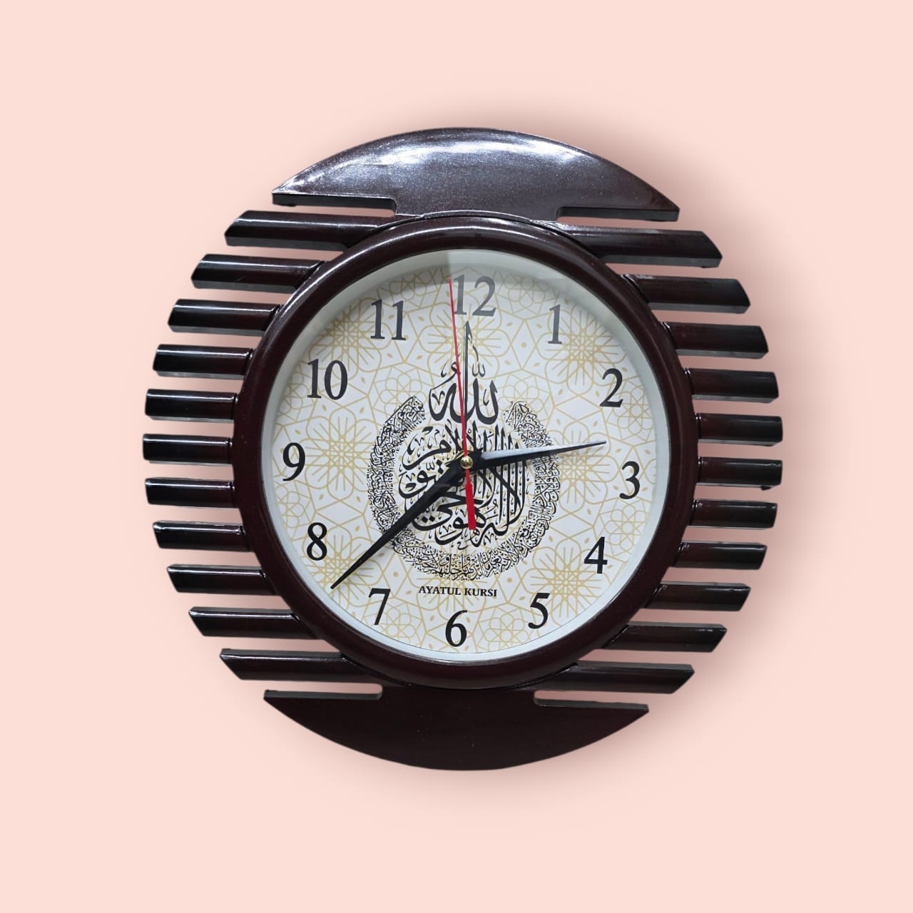 Picture of 12x12 inch.Classic Antique Fiber Made Pendulum Wall Clock ...  islamick ayatulkursi design.