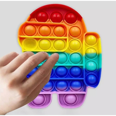 Picture of 1X Push Pop Bubble Fidget Sensory Toy, Silicone Puzzle Game Toys Squeeze Sensory Toy for Kids, Family, Friend RainbowN