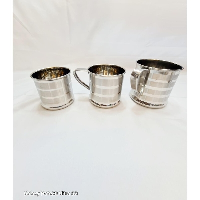 Picture of 3Pcs Drinking Mug Eco-friendly Handle Design Stainless Steel Water Tea Storage Non Magnetic Pure Stainless Steel Glass/mugs