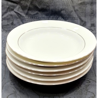 Picture of 6 Pcs Ceramic Flower Print Dinner Plate Set 9"lnch, Deep Rice Dinner Plate, White Color Wikth print. Microwave oven save,Dishwasher Save,Dining Plate Set. CD:MO0