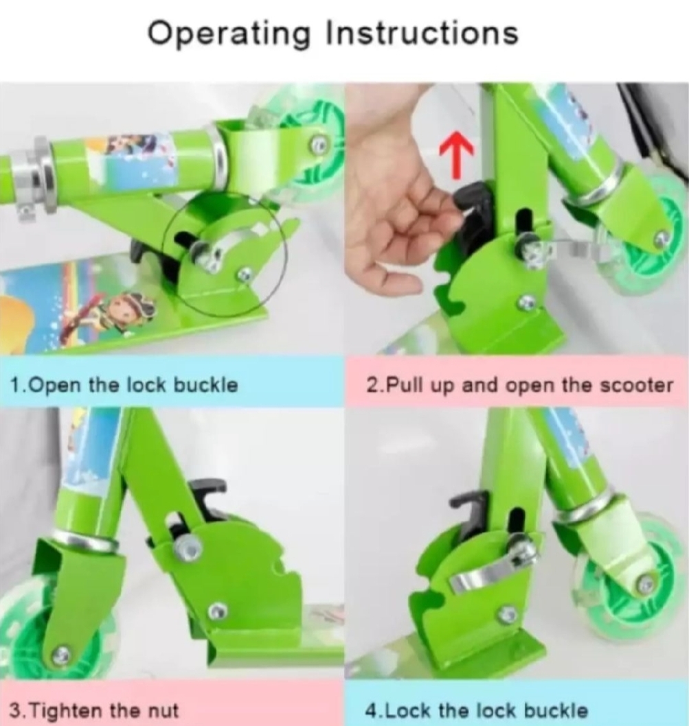 Picture of Adjustable Children's Three Wheel Folding Scooter with Braking System  Easy to Use Three Wheel Folding Scooter