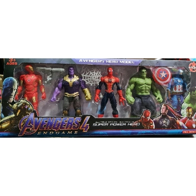 Picture of Avengers 4 Super Hero Toy Set iron man hulk Spider-Man thanos captain america(5pcs)