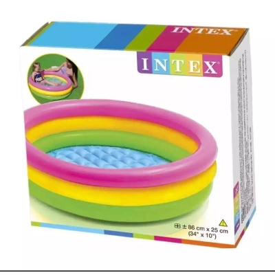 Picture of Baby Bath Tub, Baby Swimming Pool with Pumper (34 X10inch)- Multicolor