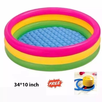 Picture of Baby Bath Tub, Baby Swimming Pool with Pumper (34 X10inch)- Multicolor