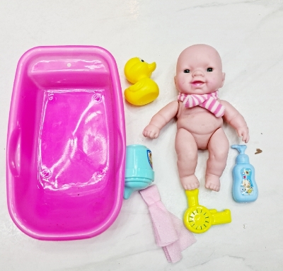 Picture of Baby bathtub toy Ur Simulated Infant Early Educational Play Set Doll Handmade Baby Bath Bathtub Baby Bath Toys Pretend Play Bath Tub Water Toys SetPlastic Bathtub